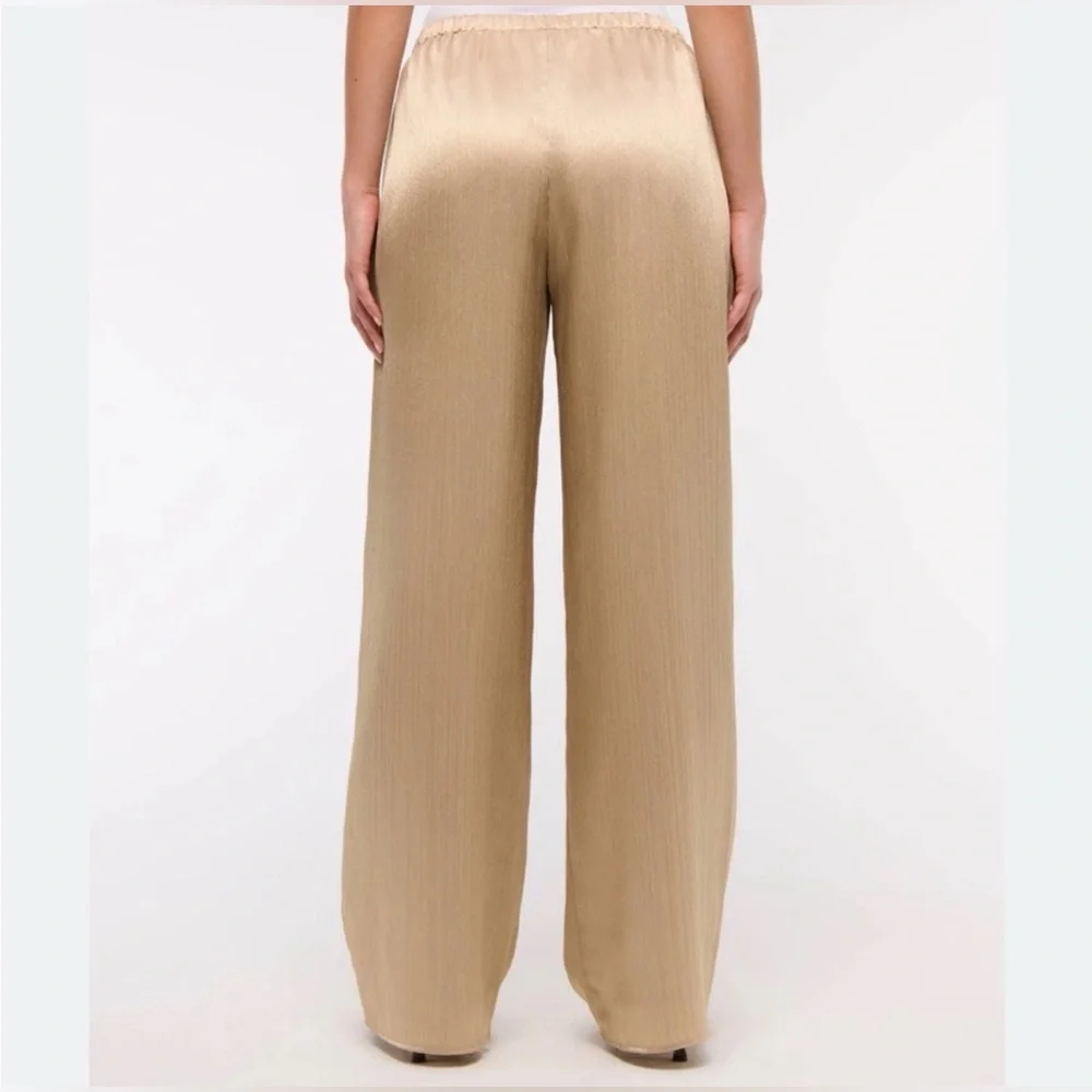 A&F Gold Metallic Pleated Wide Leg Pants L | Holiday Party NYE Outfit - Picture 5 of 13